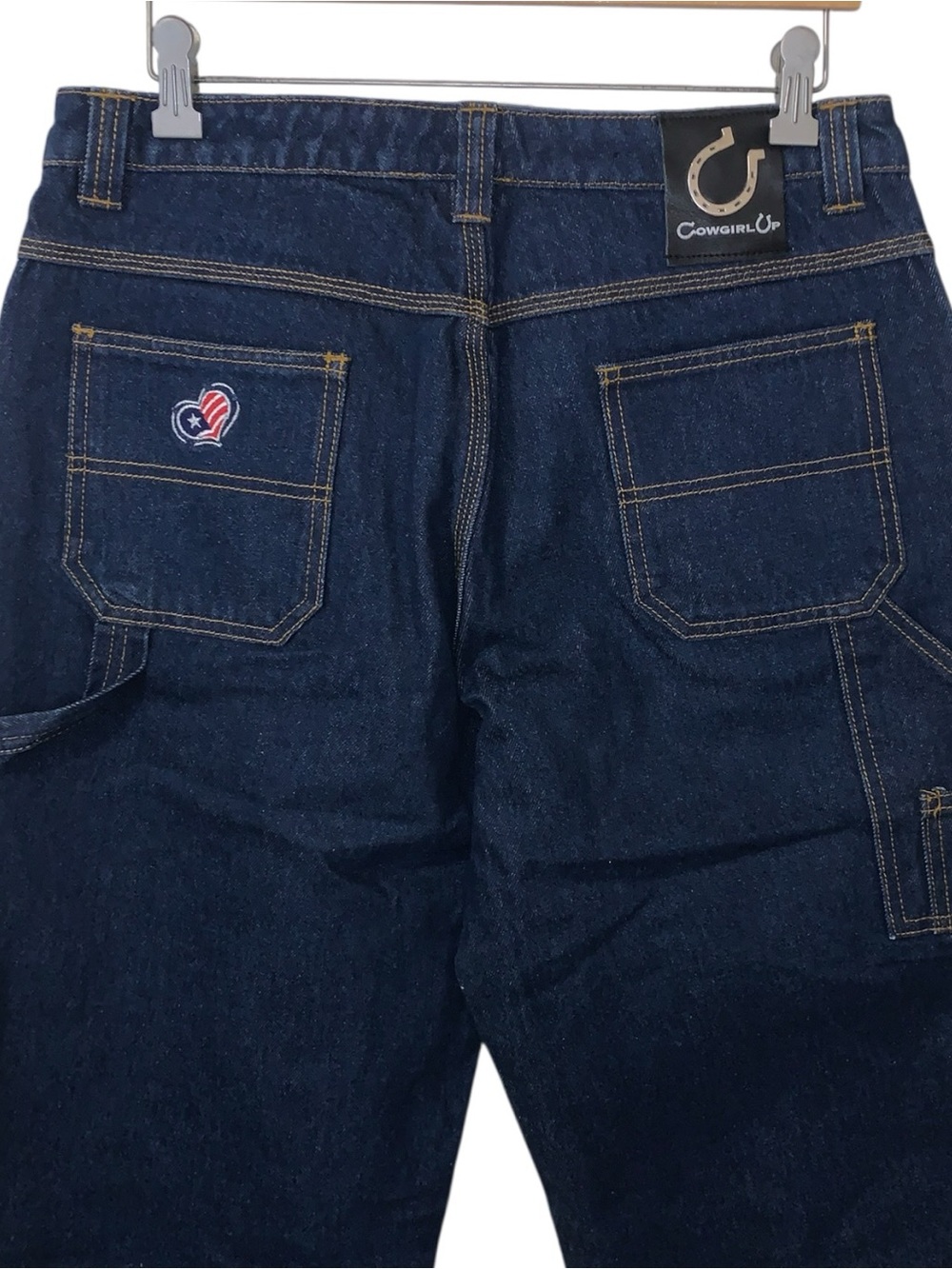 Cowgirl Up Western Jeans Embroidered Heart USA Horseshoe Logo Cargo